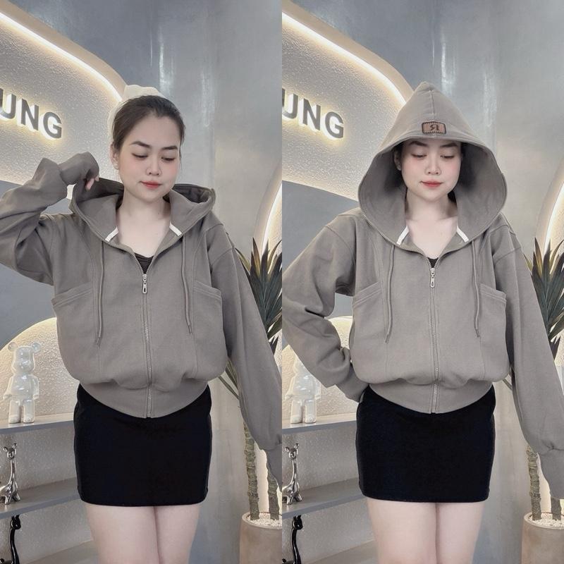    TÚI ĐỨNG - MỚI   Áo Khoác nữ GÂN DÀY vải mềm mịn 6 túi - 2 túi ngoài sâu rộng 4 túi trong có khóa kéo tiện lợi Nón To đi nắng thiết kế trẻ trung - Nhung Nguyễn 