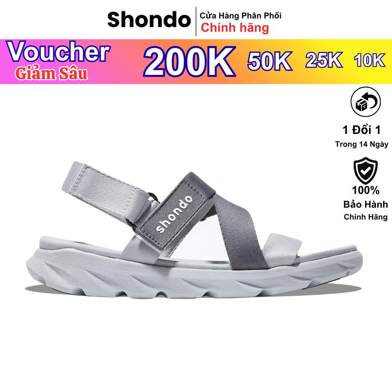 Giày Sandal Shondo nam nữ đế bằng cao 3.5cm xám ombre xám đậm F6S2120