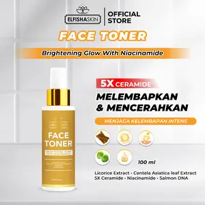 [COD] Elfisha Skin Face Toner Brightening Glow Hydrating Penyegar & Pencerah Wajah 100ml (Niacinamide,DNA Salmon,Lemon Extract,Ceramide) Seimbangkan pH Kulit & Jaga Kelembapan Kulit