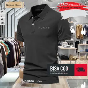 Cod T-Shirt Polo Kerah Lengan Pendek Ruca5 Text Silver Kaos Kerah Dewasa Shirt/Kaos Wangki Pria Polo/Kaos Seragam Kaos Distro Kerah Pria Katun Formal Keren Baju Simple Cowok Casual Di Najasa Store