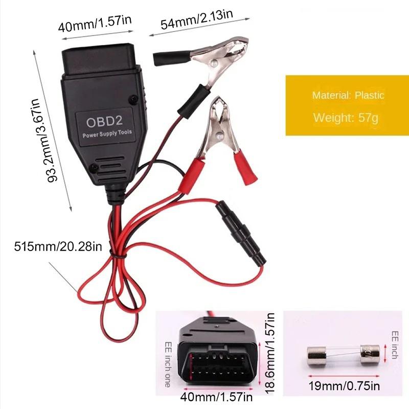Product Introduction of Automotive Battery Replacement Tool For 12V Car Memory Saver Connector OBD2 Cars Diagnostic Auto Emergency Power Supply Cables 24