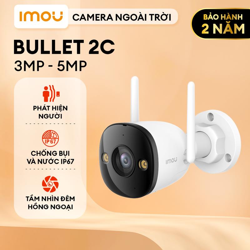 Camera Wifi Imou Bullet 2C (5MP/3MP) I Phát hiện con người I Chống nước IP67 I Ghi hình có âm thanh I Bảo hành 24 tháng