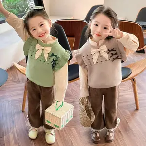ANGENIUS Setelan Anak Perempuan Lengan Panjang Dengan Bahan Baby Corduroy & Katun Premium Style Anak Kekinian Baju Lucu Fasion Trendy Untuk Umur 1 - 4 Tahun