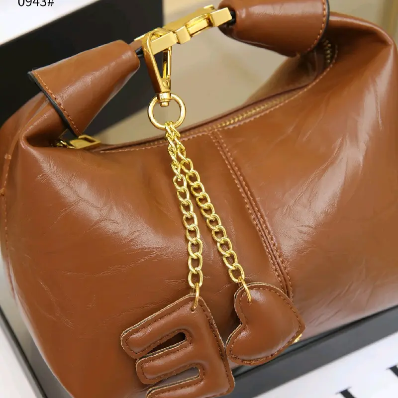ELLE0943 Calfskin Leather Hobo Handbag Shoulder Bag 6