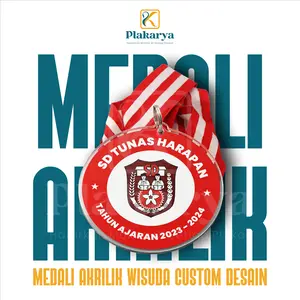 MEDALI AKRILIK WISUDA SD BULAT CUSTOM DESAIN