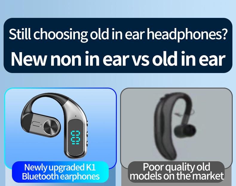 K1 Single Wireless Earphones Air Conduction OWS Headphone HiFi Ear-Hook Music Sports Noise Cancelling Headset Untuk Semua Smartphone K1 Single Wireless Earphones Air Conduction OWS Headphone HiFi Ear-Hook Music Sports Noise Cancelling Headset Untuk Semua Smartphone