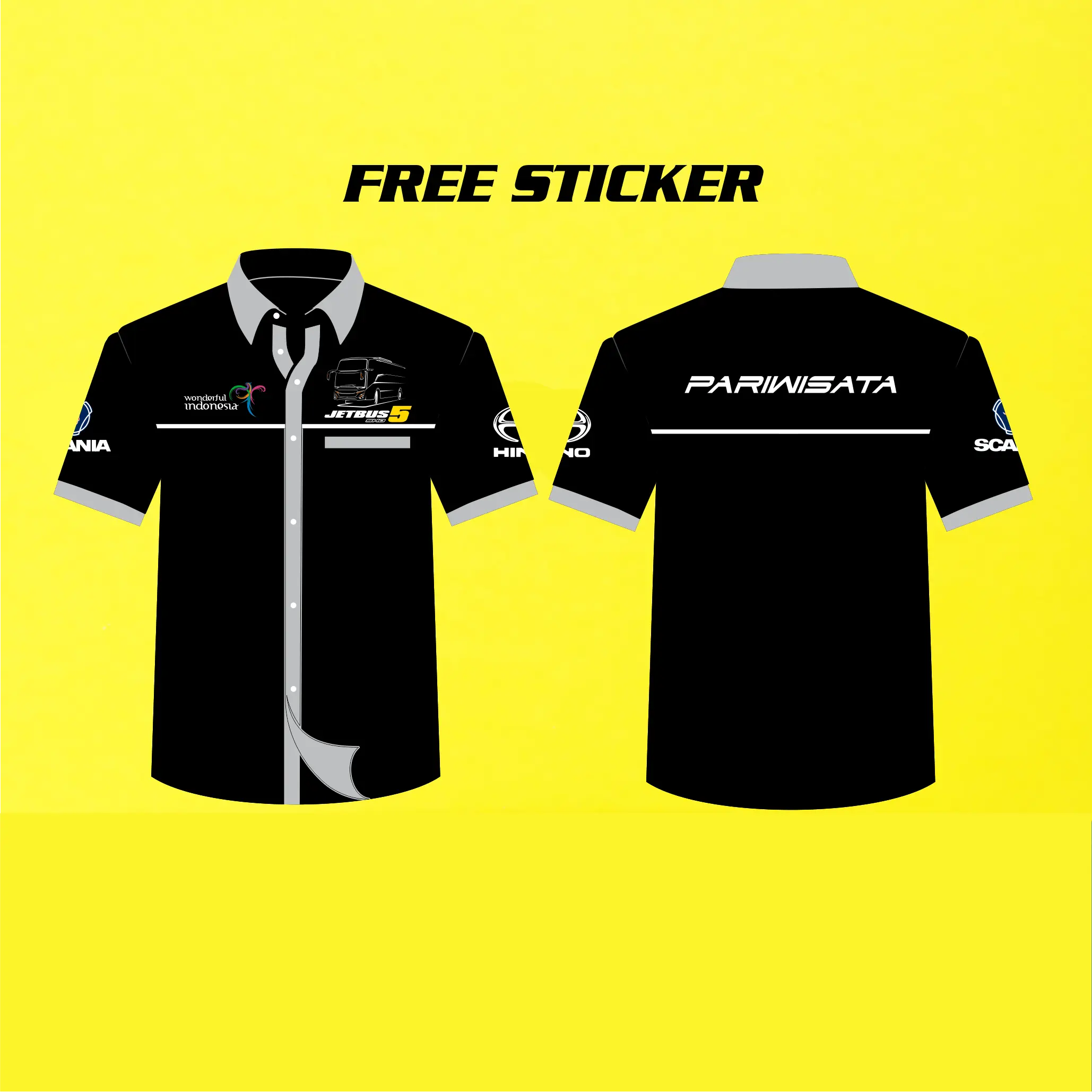 Kemeja Driver Bus Mania Jetbus 5 Pariwisata Katun Baju Pria