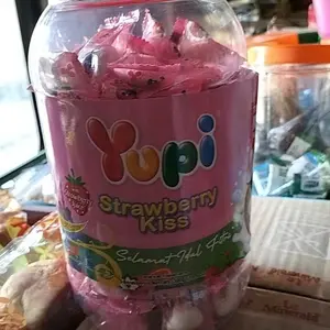 PERMEN YUPI STRAWBERRY KISS JAR 300GR 1 TOPLES/YUPI TOPLES