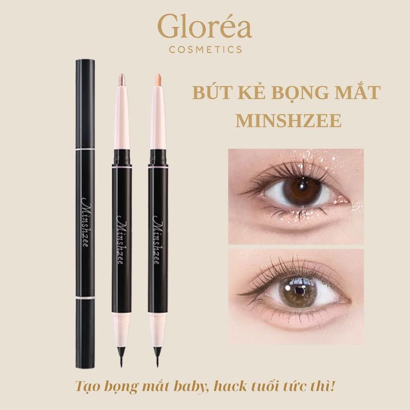 Bút kẻ bọng mắt 2 đầu MINSHZEE Bút kẻ mắt nhũ, bút kẻ mắt lì, bút kẻ mắt nét mảnh siêu bền màu lâu trôi