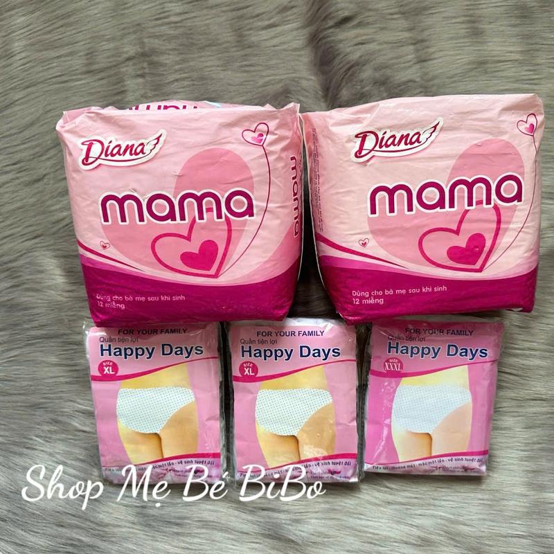 Combo 2 Gói Băng Mama Và 3 Gói Quần Lót Giấy Mặc 1 Lần Cho Mẹ Sau Sinh Tampon