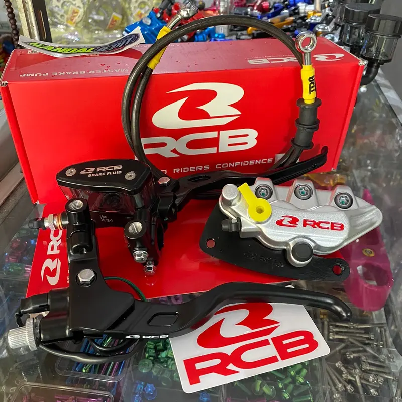 PAKET SET MASTER REM RCB OVAL 14 MM SET HANDLE KOPLING RCB E2 ORIGINAL KALIPER RCB S SERIES 2 PISTON ORIGINAL SELANG REM TDR MASTER SET RCB PNP RX KING CB GL MP TIGER GL100 BEAT SCOOPY VARIO AEROX NINJA R RR SS VIXION FU SONIC JUPITER Z 1 VEGA R FIZ R CBR 4