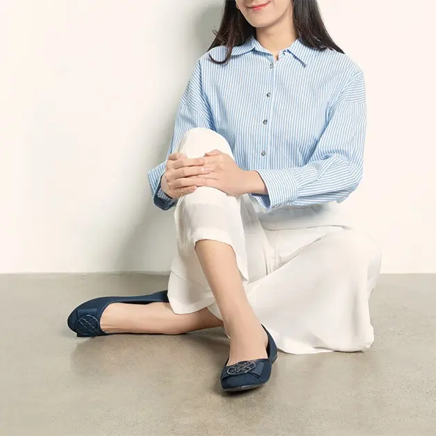 URBAN&CO Zura Flat Shoes Wanita | Sepatu Flat Kerja Cewek Korean Style Karet Hitam