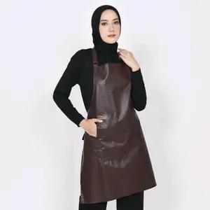 Paket hemat 3 pcs apron kulit Oscar anti air untuk masak/ Celemek heavy leather kitchen chef tanpa lengan warna merah