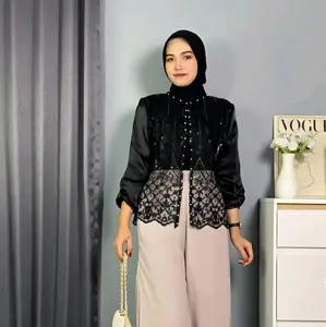 zalina outer crop brokat sapto full payet outer brokat outer komdangan outer wisuda Baju Muslim Organza Cardigan Kondangan Wanita