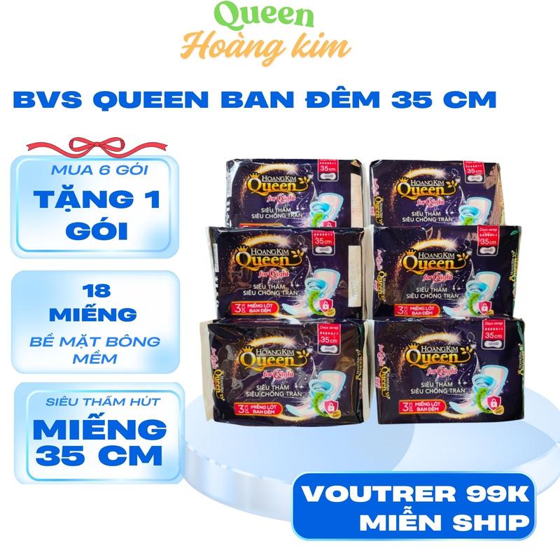 6 Gói Ban Đêm 35 cm Queen Hoàng Kim Siêu Tiện Lợi Thấm Hút Gói Ngày 8 Miếng Gói Đêm Gói 3 Miếng Bề Mặt Bông Mềm Nữ tặng 1 gói Tampon băng vệ bang vesinh bvs