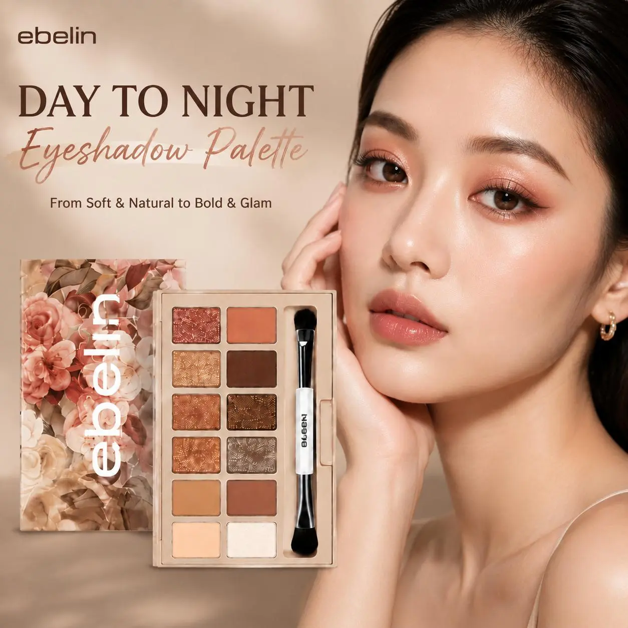 Ebelin Palet Eyeshadow 12 Warna All in One Waterproof Tahan 24 Jam Tidak Berdebu Mudah Di Blend Bisa Dipakai Eyeshadow Blush Highlighter Contour Eyeliner Tekstur Lembut Natural Hingga Glam Cocok Semua Acara