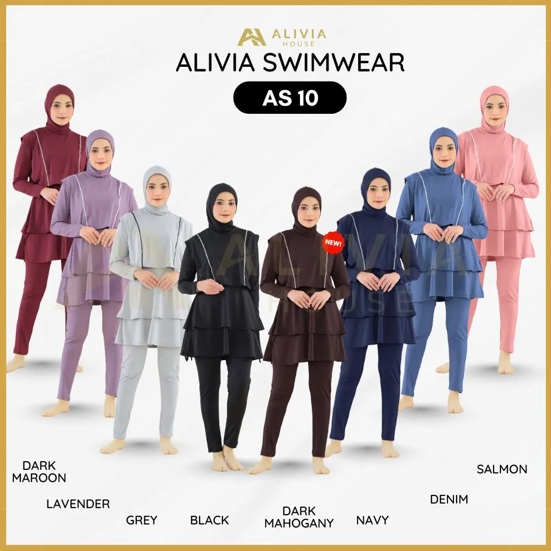 Baju Renang Muslimah AS10 Baju renang wanita muslimah Pakaian Renang Wanita Dewasa ALIVIA HOUSE SWIMWEAR AS10