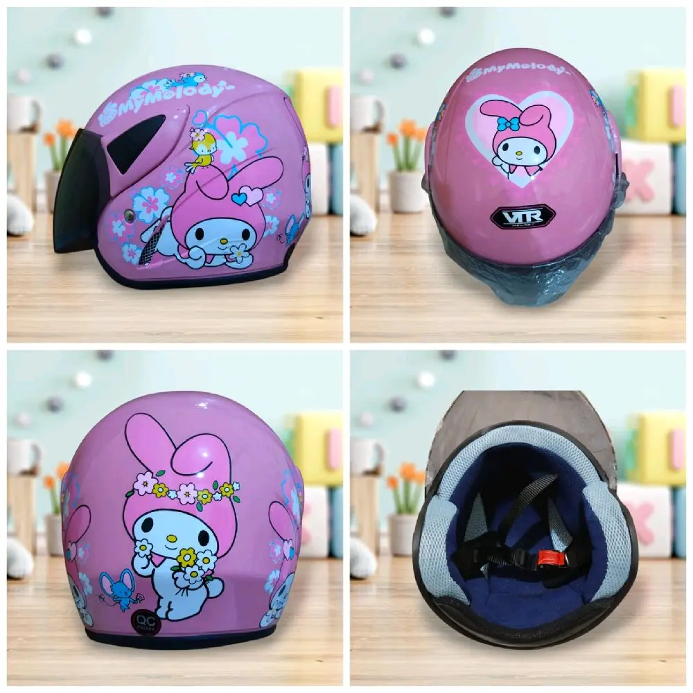 Helm Anak Karakter Cewek Viral Sni, Kuromi, Labubu, Melody, Cinamorol usia 3,4,5,6,7 Thn