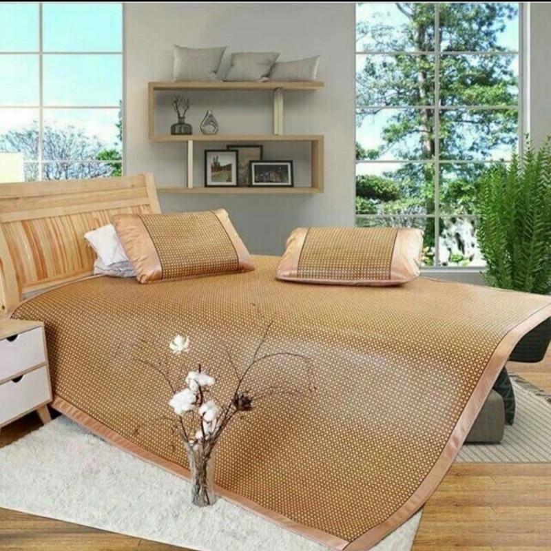 ￼Chiếu Điều Hoà Sợi Mây Lót Lụa Cao Cấp Chiếu Có Chun Cài Góc  Hàng Loại 1