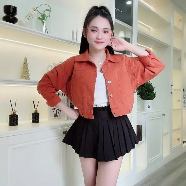 Áo Khoác Kaki Jean Nữ MOLADY K428 Thiết Kế 2 Túi Form Trơn Đơn Giản Top Jacket