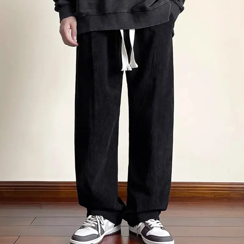 Celana korduroy pria corduroy pants pria celana oversize pria wide leg korean style corduroy Pacar celana longgar celana kulot pria sederhana import premium black celana Murah fashion lurus celana big size celana corduroy pants loose pants pria celana 2