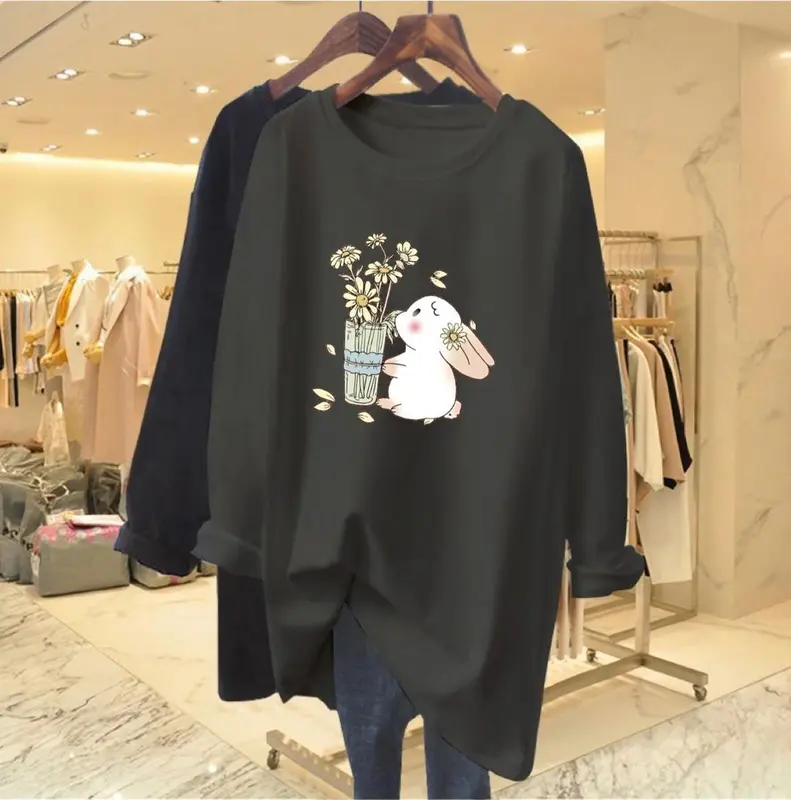 Kaos Oversize Wanita Lengan Panjang Kaos Streetwear Baju Jumbo Atasan Dewasa Kaos Trend Oblong 2