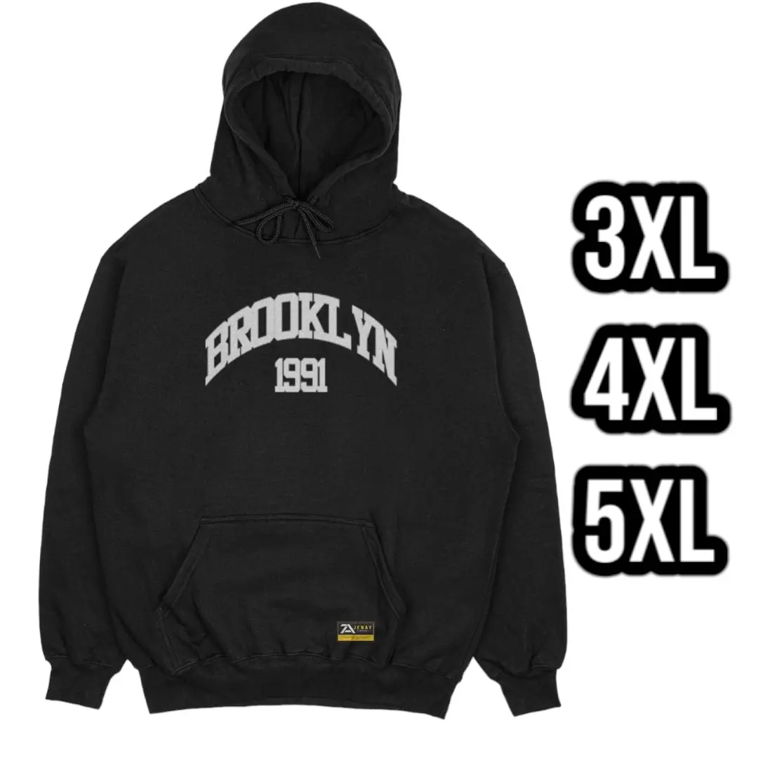 JENAY Hoodie Jumper BROOKLYN Jumbo Bigsize XXL XXXL XXXXL XXXXXL Pria Wanita Hitam