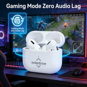 embedrone 2026 NEW PHANTOM K80 Earphone Nirkabel, Anti Air Dalam, Baterai Tahan Lama, TWS, Bass Kuat, Surround 3D, Peredam Suara Cerdas, Gaming, Panggilan, Musik, Olahraga, Earphone Bluetooth Nirkabel