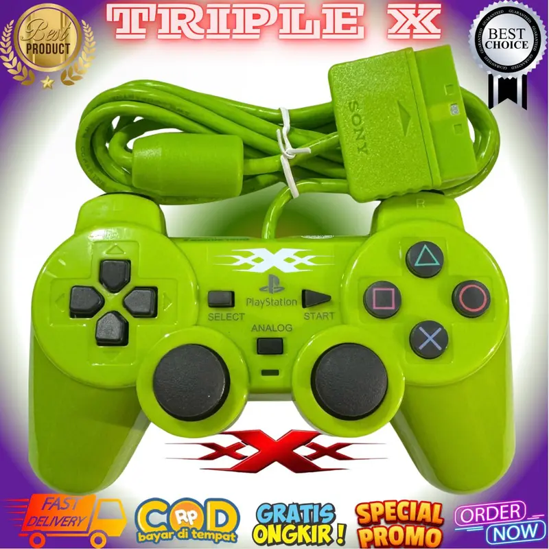 [XXX] Joystick Gamepad Stik PS 2  Warna Stabilo 1.8m Kabel serat 5