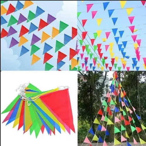 BENDERA SEGITIGA WARNA-WARNI DAN MERAH-PUTIH PANJANG 50M/ BENDERAUMBUL MERAH/ HIASAN DEKORASI MURAH STOK TERBATAS