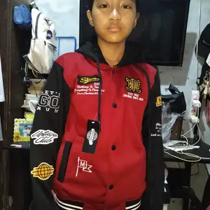 Jaket Hoodie Varsity Full Bordir Kupluk Kancing Terbaru untuk Dewasa dan Anak Laki-Laki Perempuan Bahan Tebal Sangat Keren Pria Wanita Fleece - Lembut, Garis