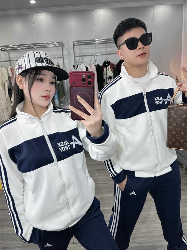 ALEXTBD 004 Bộ thể thao nam đơn giản chất nỉ hai da xịn quần suông dễ mặc