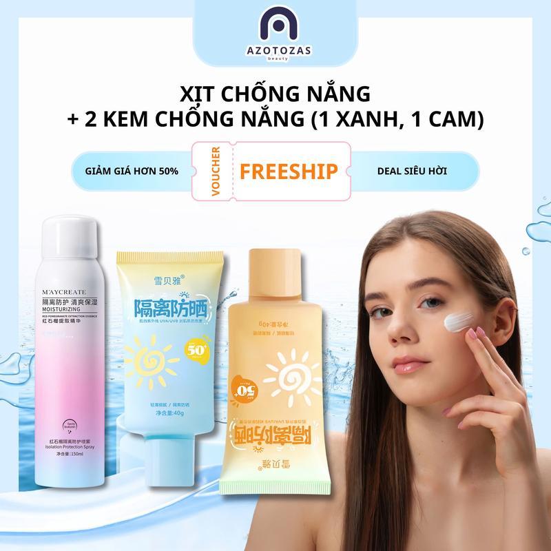   COMBO MÙA HÈ  Combo 2 Loại Kem Chống Nắng SEVEN GOLOUS 60g SPF 60+  A1+A129  Kem Chống Nắng Hỗ Trợ Dưỡng Da Mặt 40g + Kem Chống Nắng Body Dạng Xịt LIFUSHA 150ml 