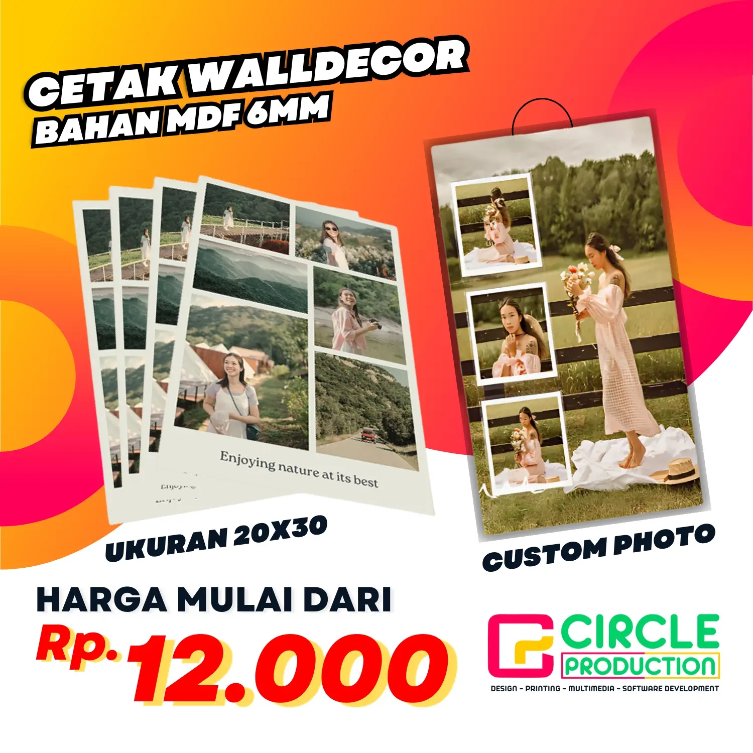 Cetak Foto Custom Ukuran 20 Cm x 30 Cm - Walldecor (Material MDF) Minimal order 2pcs. Dinding
