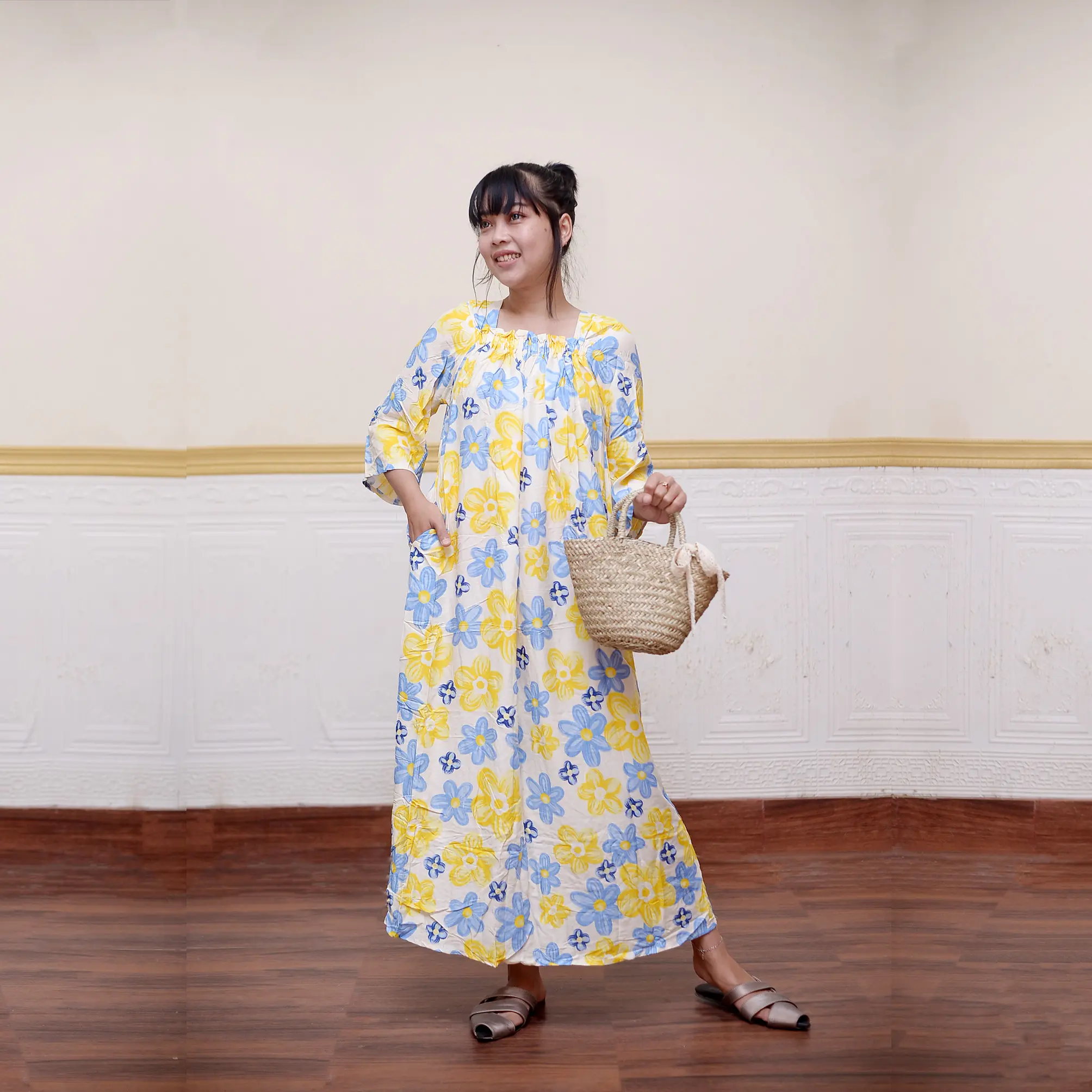 Dress wanita dewasa jumbo big size ld 120-140 terbaru viral Gamis Pesta Muslim Remaja Rayon Maxi Panjang Katun Daster tania by elmemor