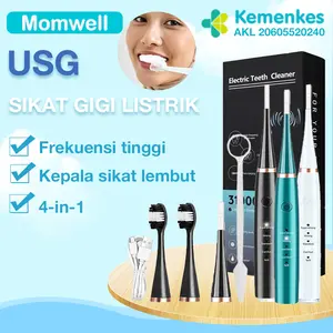 Momwell 5Pcs/Set Smart Ultrasonic Sikat Gigi Electric Mulut  Elektrik