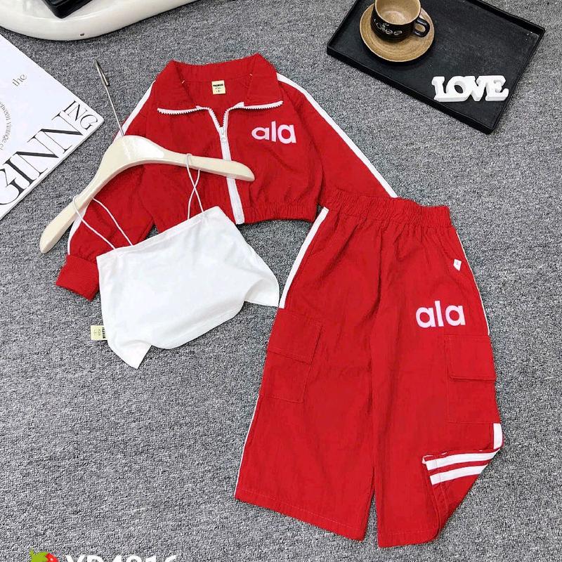 [10-32kg] Set 3 chi tiết cho bé (áo khoác gió + áo 2 dây + quần suông gió)