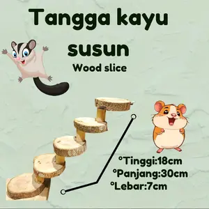 Tangga susun potongan kayu diameter kecil cocok banget buat hamster, sugarglider dan burung