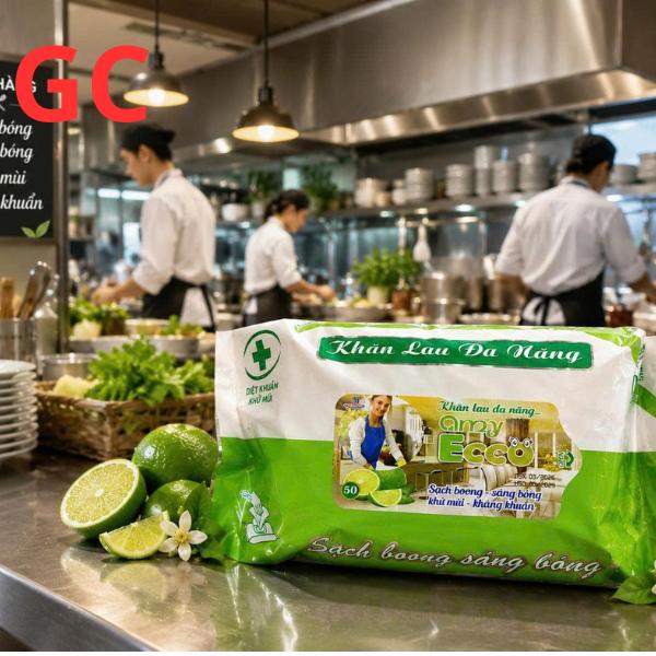 Thùng 5 Gói Khăn Ướt Lau Bếp Đa Năng Ecco Gói 800Gr Dùng 1 Lần tẩy sạch mọi vết…