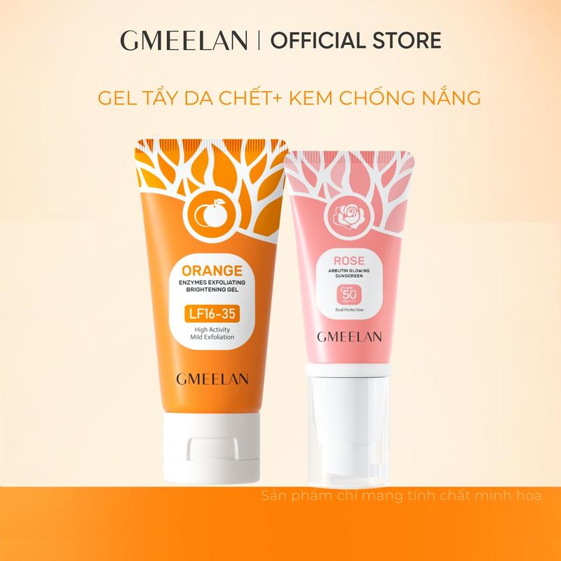【GEL+CHỐNG NẮNG GMEELAN Combo 2PCS Gel Tẩy Tế Bào Chết Da Mặt 50g & Chiba Rose Kem Chống Nắng 30g Skincare Dùng Cho Mọi Loại Da
