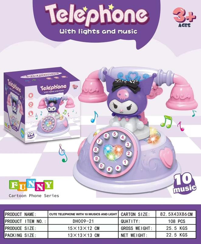 Điện thoại trẻ em thương hiệu Telephone với đèn và nhạc màu tím và hồng
