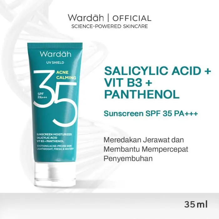 WARDAH UV Shield SPF35 PA+++ Sunscreen Moisturizer Salicylic Acid 35ml Acne Calming