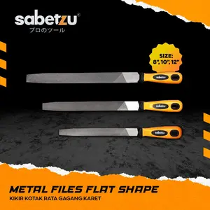 Sabetzu Metal Files Flat Shape Kikir Besi Flat Mata Kasar Ukuran 8" 10" 12" Kikir Parutan Gagang Handle Karet - File Flat 8 Inch 10 Inch 12 Inch Kikir Kayu HPL Besi Gagang Karet Mata Kasar Flat Datar Gepeng Ukuran 8 10 12 Inci - File Pc Flat Shapes Varian
