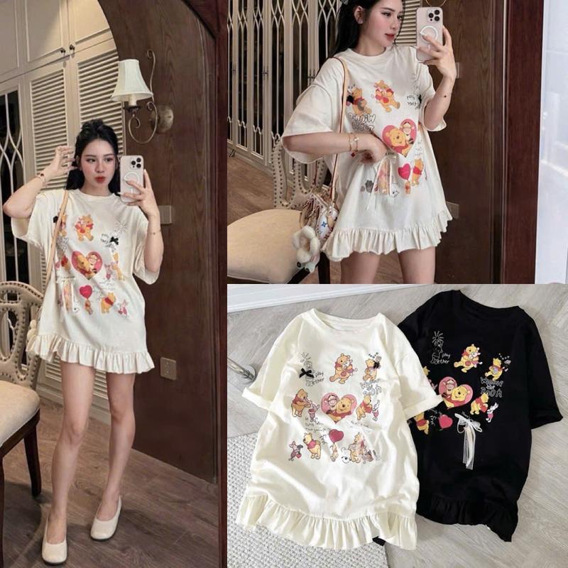 Áo Váy Thụng Phối Bèo Nơ Chất Ct 4c Siêu Mát Đẹp Dành Cho Nữ Dễ Mặc by T.LINH STORE 68