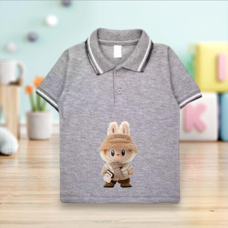 Atasan Kerah Wangki Anak Usia 2-10 Tahun Gambar Labubu Viral Baju Fashion Anak Tangan Pendek 5