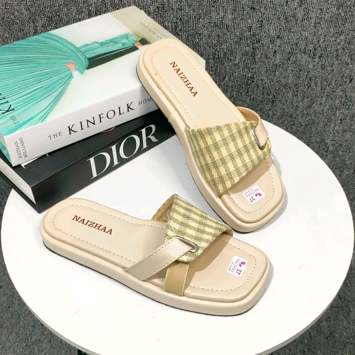 Sandal Selop Wanita Rajut Style Korea Model Elegan Simpel Motif NAIZHAA Sendal Karet Shoes - Produk Terbaru