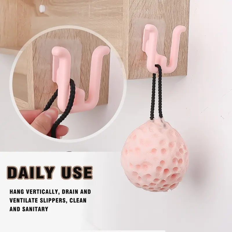 Gantungan Sandal Tempel Dinding Wall Mounted Slippers Hanger Hook Rak Kait Sepatu Sendal Kamar Mandi Holder Cantelan Dua Slot Tempat Penyimpanan Serbaguna Tanpa Paku 6
