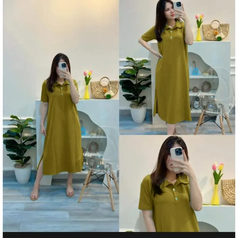 MIDI DRESS MOZA CRINKLE AIRFLOW Daster Fuji Korean Style/Dres Airflow Kekinian/Daster Cringkle Airflow Viral 2023 5