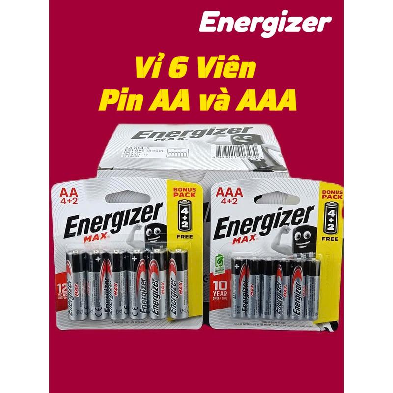 Vỉ 6 Viên Pin AA , Pin AAA Energizer Max 1,5V Alkaline