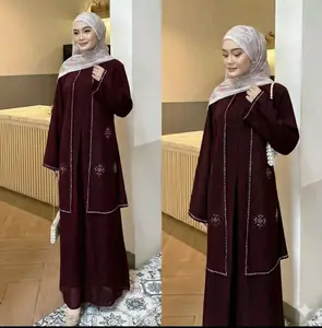 Yura Dress Kondangan Wanita Mewah Gamis Pesta Ceruty Babydoll Aplikasi Payet Premium Gamis Kondangan
